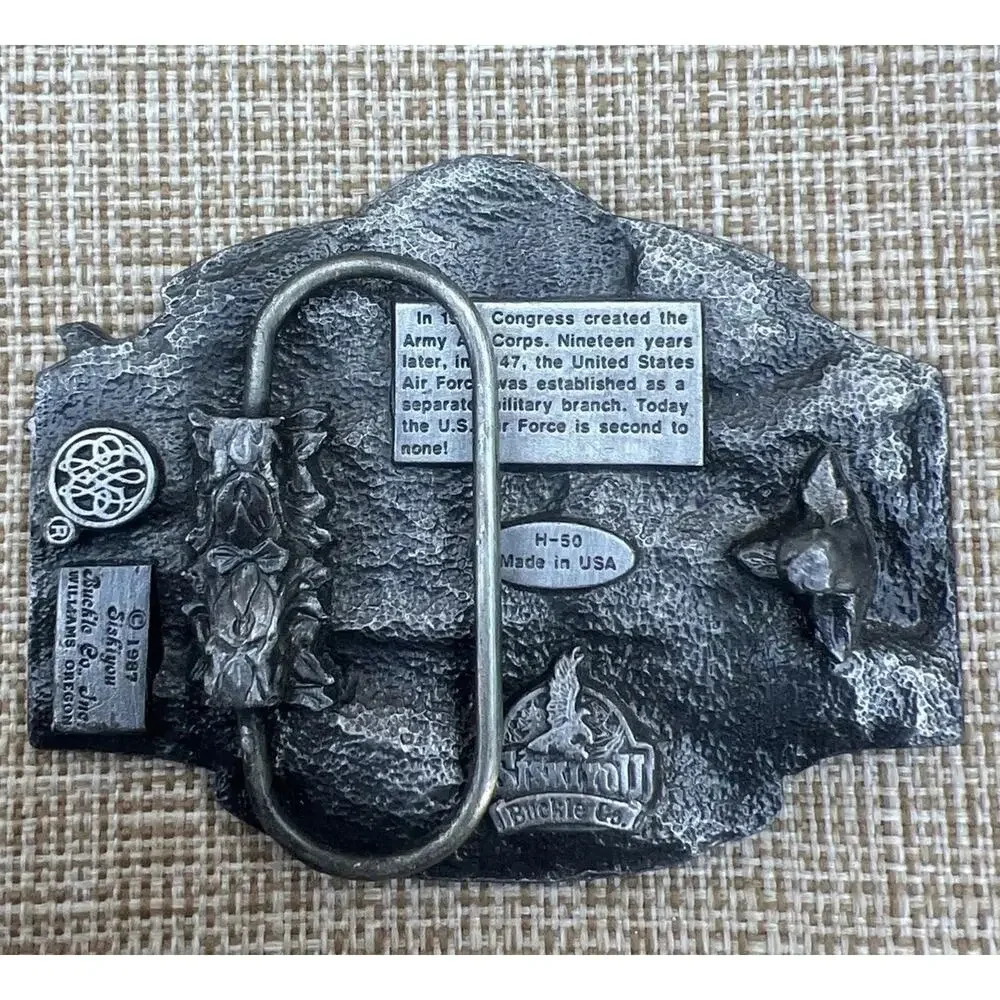 Vintage 80's 1987 United States Air Force Siskiyou Bergamot Belt Buckle USA Made